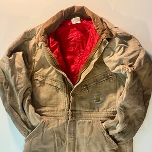 Vintage Carhartt Distressed Thrashed Insulated Tan Coveralls